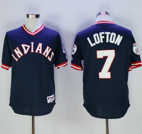 Indians #7 Kenny Lofton Navy Blue 1976 Turn Back The Clock Stitched MLB Jersey